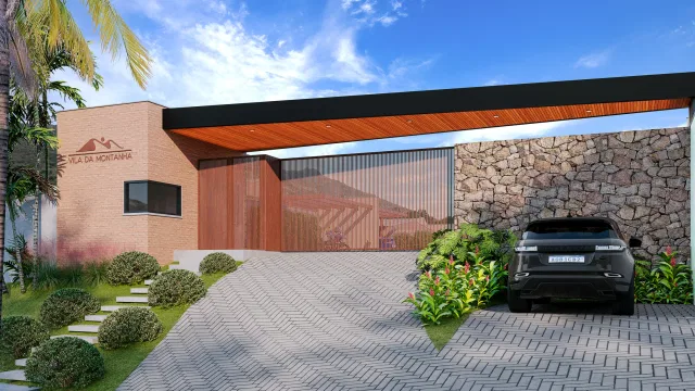 Master bedroom in a Mountain Village residence, offering panoramic mountain views through a large window, with neutral decor. — GRON 3D