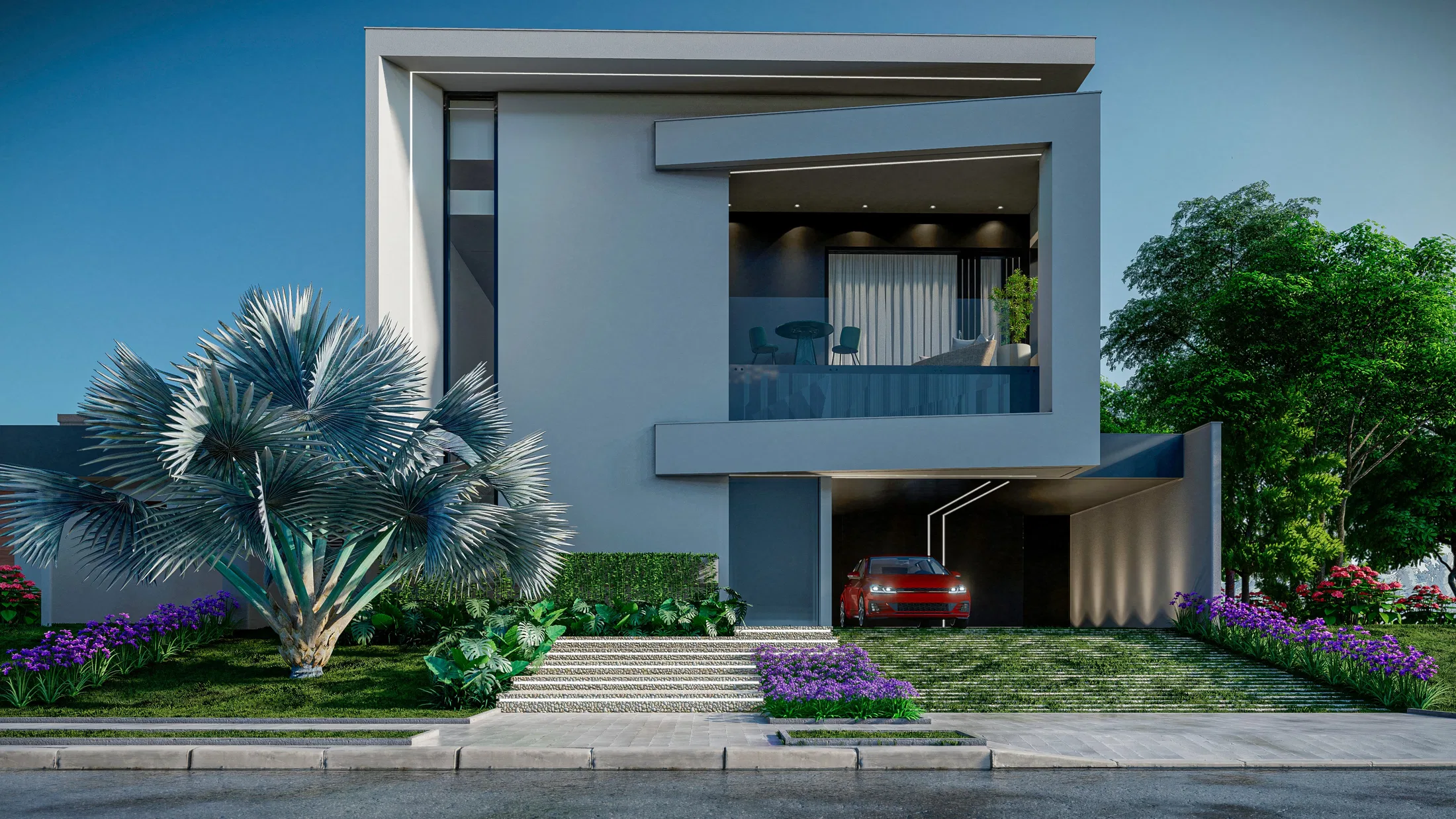 Architectural visualization of Contemporary Residence with Flowering Stairway, Gourmet Area and Winter Garden — GRON 3D