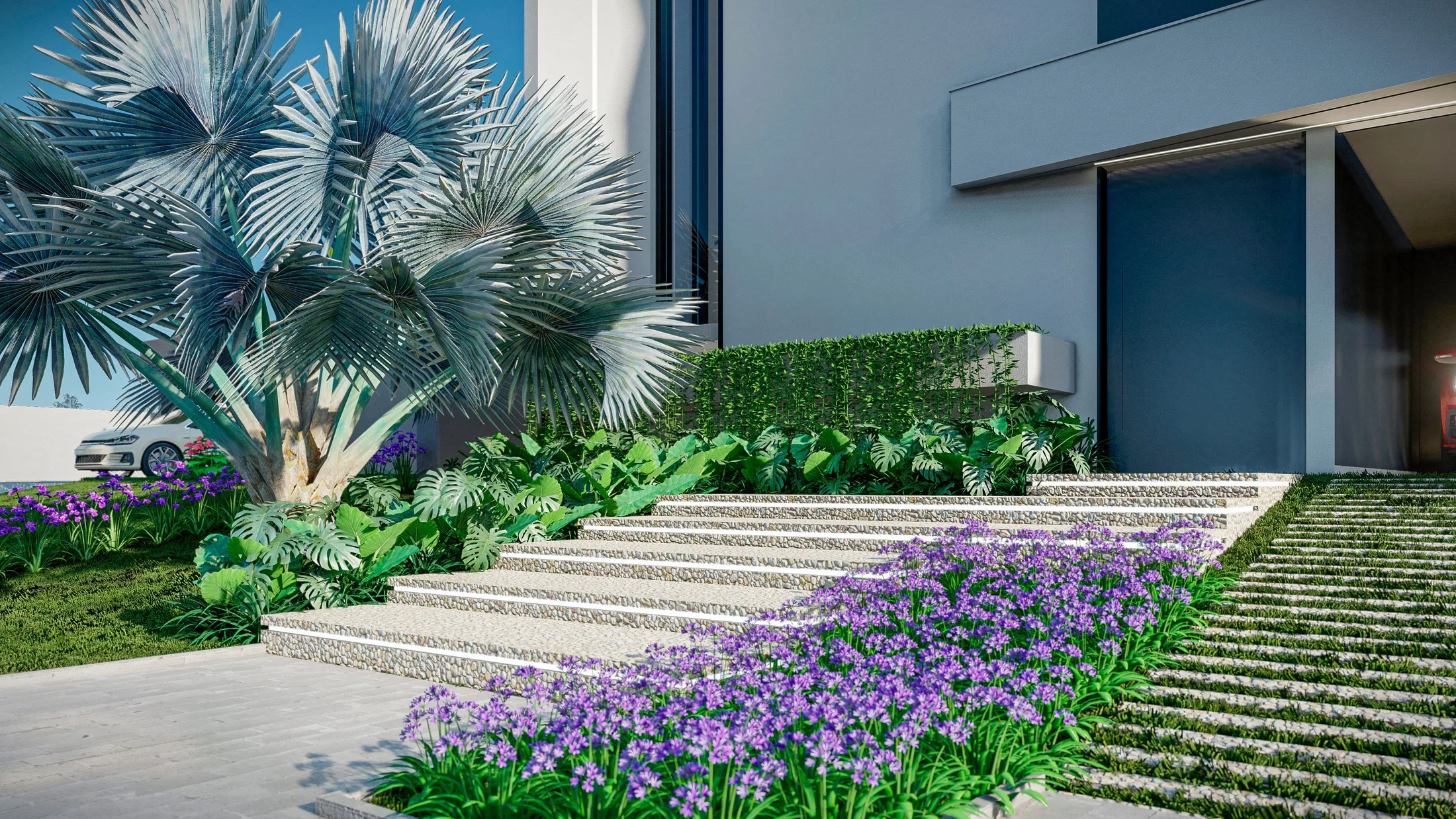 Architectural visualization of Contemporary Residence with Flowering Stairway, Gourmet Area and Winter Garden — GRON 3D