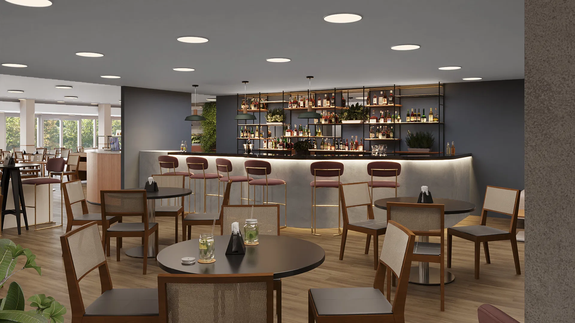 Hotel interior bar in 3D visualization — GRON 3D