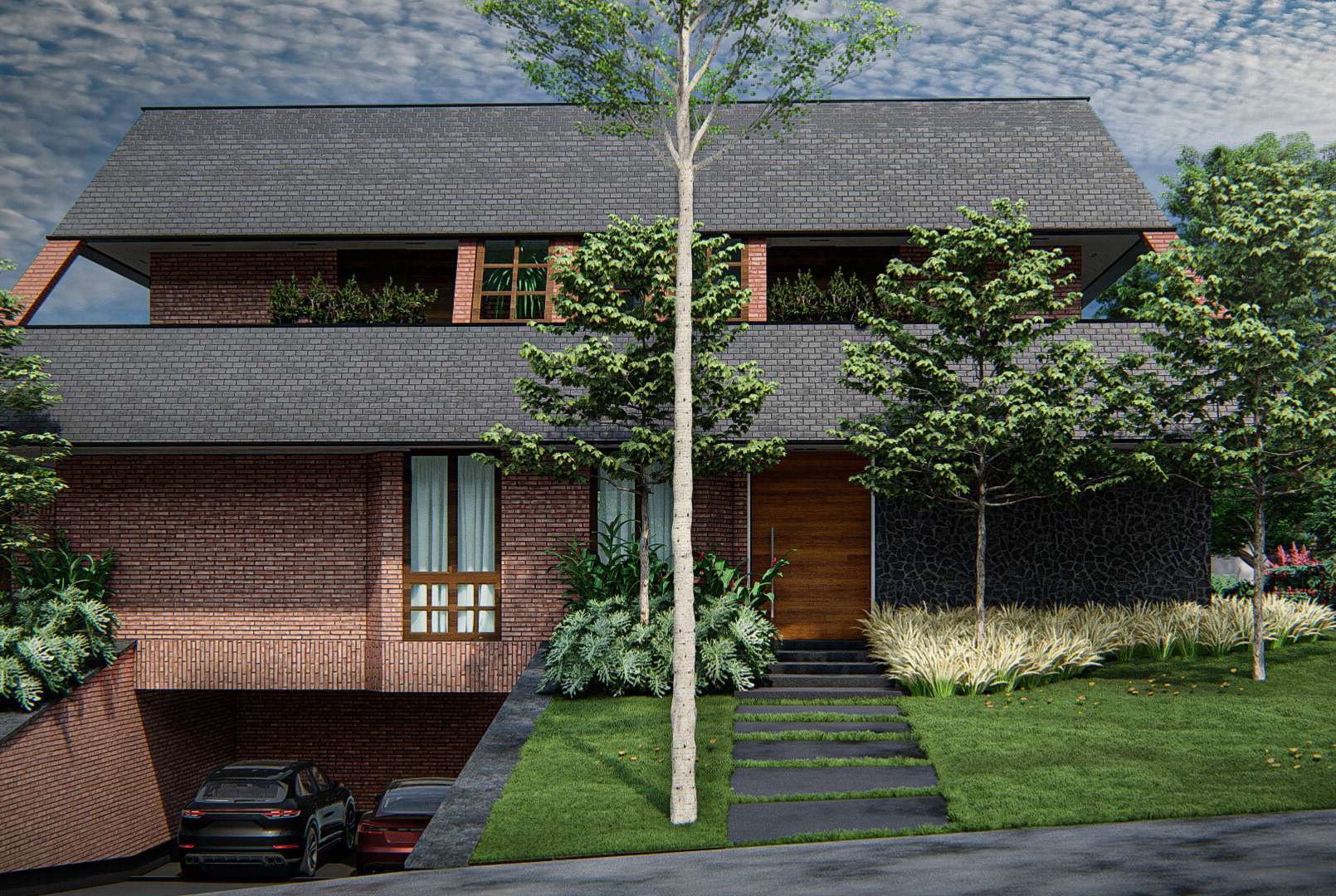 Rendered 3D model of a residential building — GRON 3D